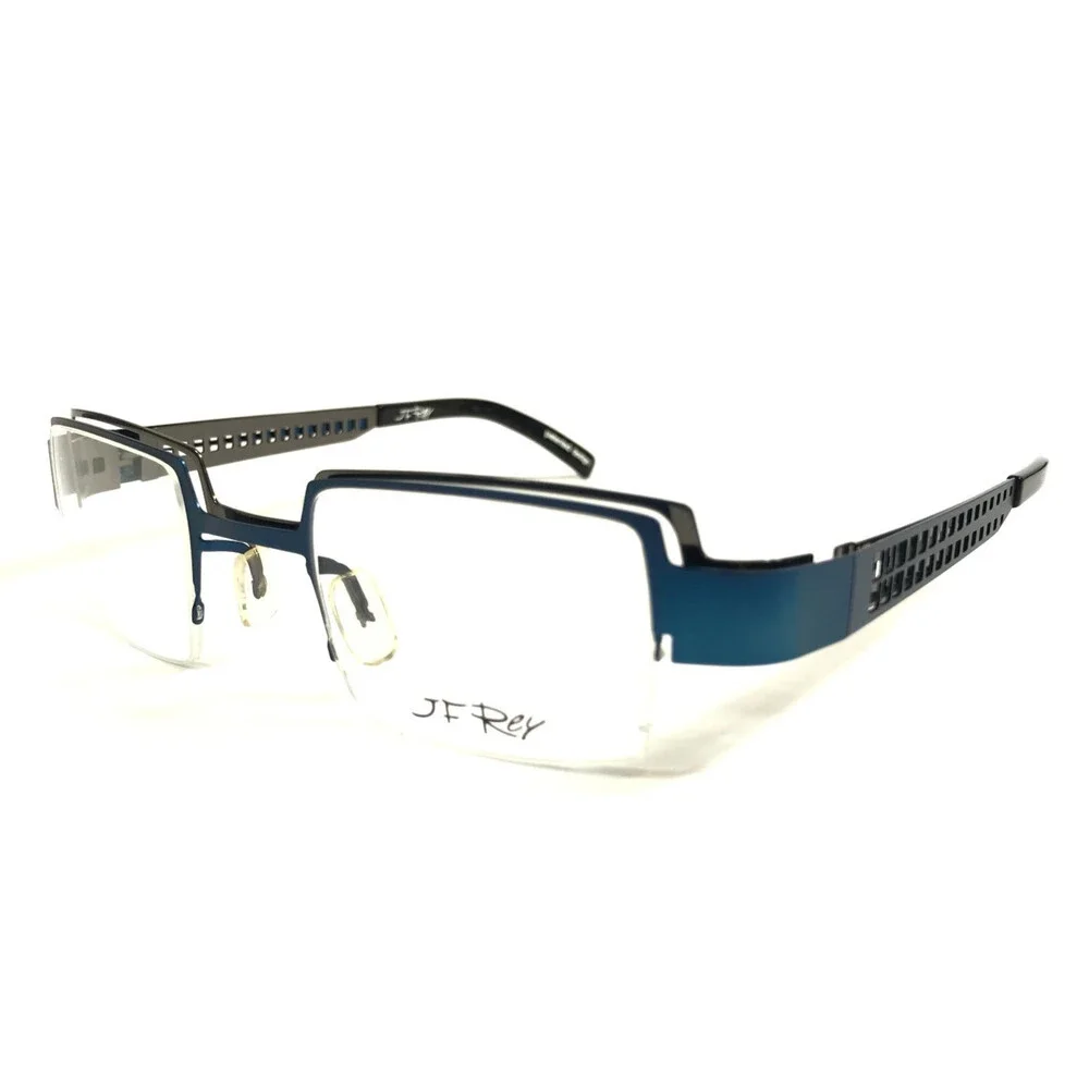 J.F. Rey Eyeglasses Frames JF2384 2206 Dark Blue Dark Gray Square 43-23-133